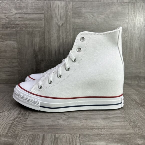Converse CTAS Women's  size 10 White Canvas Wedge Shoes - Picture 2 of 8